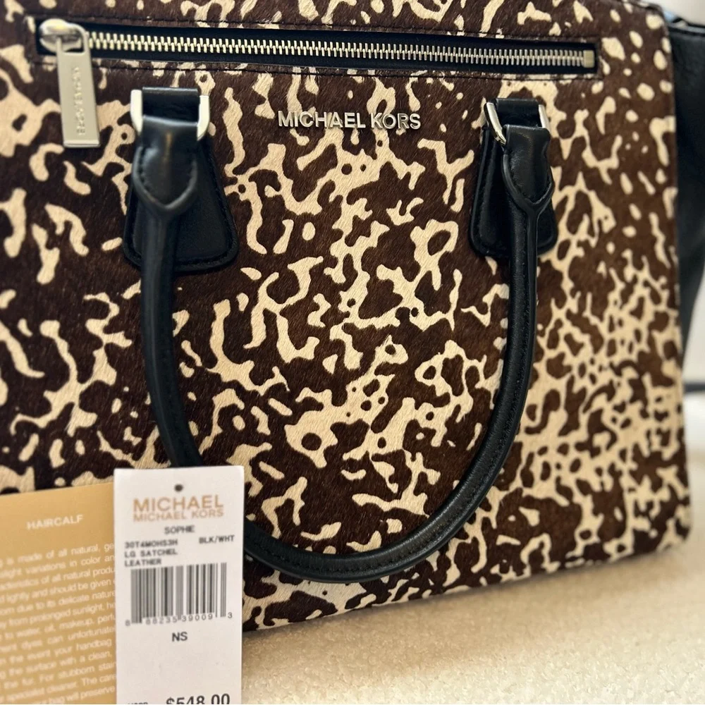 Michael Kors Leopard Print Satchel with Black Accents - Picture 3 of 9